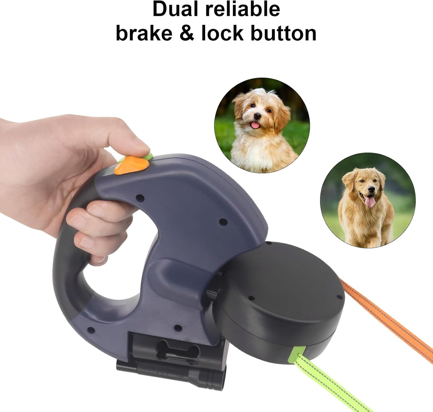360° Tangle-Free Double Retractable Dog Lead